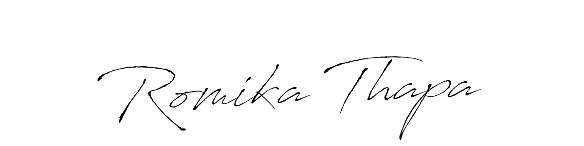 Design your own signature with our free online signature maker. With this signature software, you can create a handwritten (Antro_Vectra) signature for name Romika Thapa. Romika Thapa signature style 6 images and pictures png