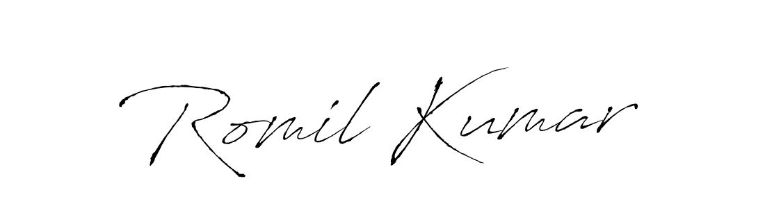 Use a signature maker to create a handwritten signature online. With this signature software, you can design (Antro_Vectra) your own signature for name Romil Kumar. Romil Kumar signature style 6 images and pictures png