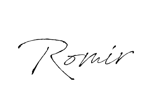 Romir stylish signature style. Best Handwritten Sign (Antro_Vectra) for my name. Handwritten Signature Collection Ideas for my name Romir. Romir signature style 6 images and pictures png