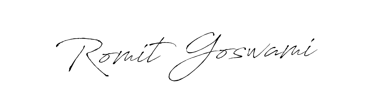 How to make Romit Goswami name signature. Use Antro_Vectra style for creating short signs online. This is the latest handwritten sign. Romit Goswami signature style 6 images and pictures png