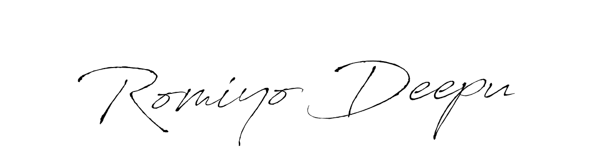 Also You can easily find your signature by using the search form. We will create Romiyo Deepu name handwritten signature images for you free of cost using Antro_Vectra sign style. Romiyo Deepu signature style 6 images and pictures png