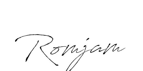 Make a beautiful signature design for name Romjam. With this signature (Antro_Vectra) style, you can create a handwritten signature for free. Romjam signature style 6 images and pictures png