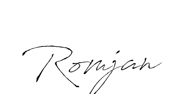Use a signature maker to create a handwritten signature online. With this signature software, you can design (Antro_Vectra) your own signature for name Romjan. Romjan signature style 6 images and pictures png