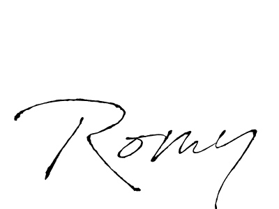 Use a signature maker to create a handwritten signature online. With this signature software, you can design (Antro_Vectra) your own signature for name Romy. Romy signature style 6 images and pictures png