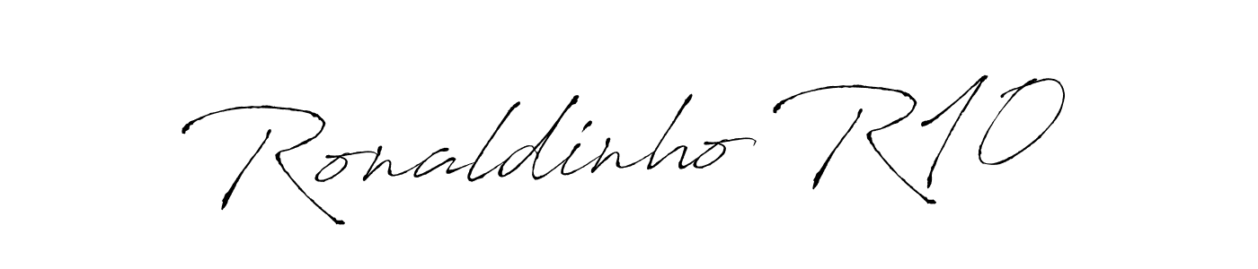 Design your own signature with our free online signature maker. With this signature software, you can create a handwritten (Antro_Vectra) signature for name Ronaldinho R10. Ronaldinho R10 signature style 6 images and pictures png
