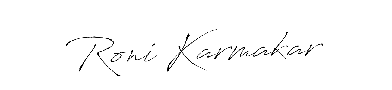 How to make Roni Karmakar signature? Antro_Vectra is a professional autograph style. Create handwritten signature for Roni Karmakar name. Roni Karmakar signature style 6 images and pictures png