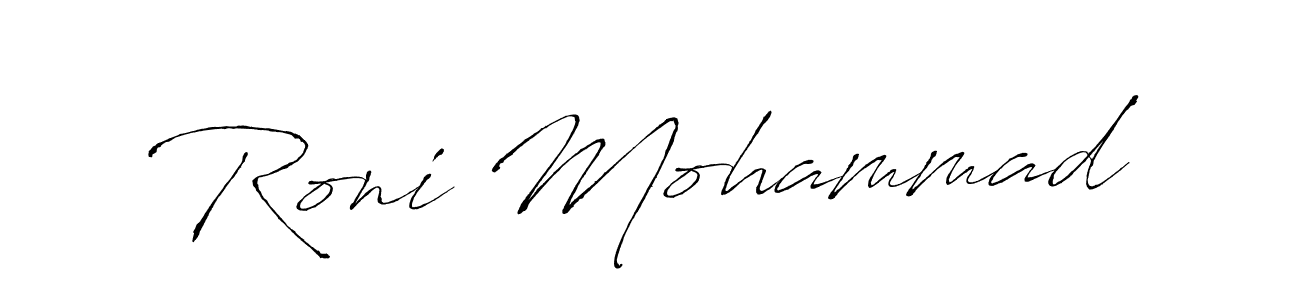 Use a signature maker to create a handwritten signature online. With this signature software, you can design (Antro_Vectra) your own signature for name Roni Mohammad. Roni Mohammad signature style 6 images and pictures png