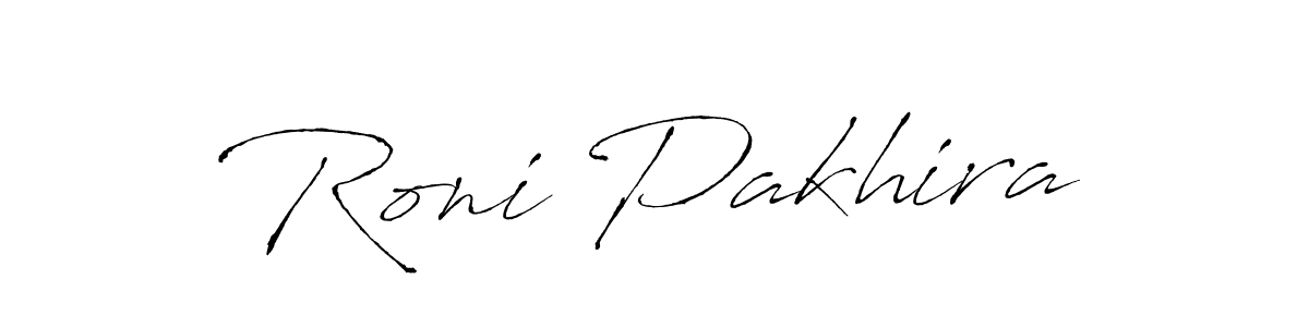 How to make Roni Pakhira name signature. Use Antro_Vectra style for creating short signs online. This is the latest handwritten sign. Roni Pakhira signature style 6 images and pictures png