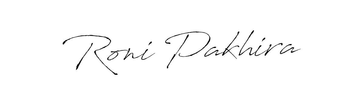 How to make Roni Pakhira name signature. Use Antro_Vectra style for creating short signs online. This is the latest handwritten sign. Roni Pakhira signature style 6 images and pictures png