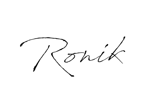 Make a beautiful signature design for name Ronik. With this signature (Antro_Vectra) style, you can create a handwritten signature for free. Ronik signature style 6 images and pictures png