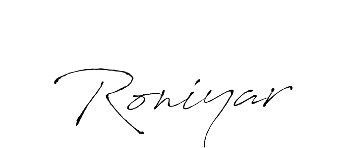 Design your own signature with our free online signature maker. With this signature software, you can create a handwritten (Antro_Vectra) signature for name Roniyar. Roniyar signature style 6 images and pictures png