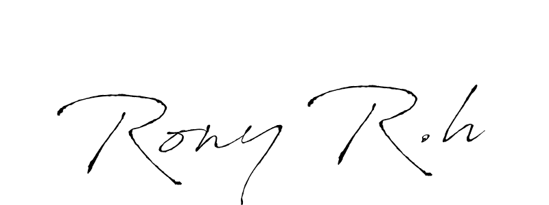 The best way (Antro_Vectra) to make a short signature is to pick only two or three words in your name. The name Rony R.h include a total of six letters. For converting this name. Rony R.h signature style 6 images and pictures png