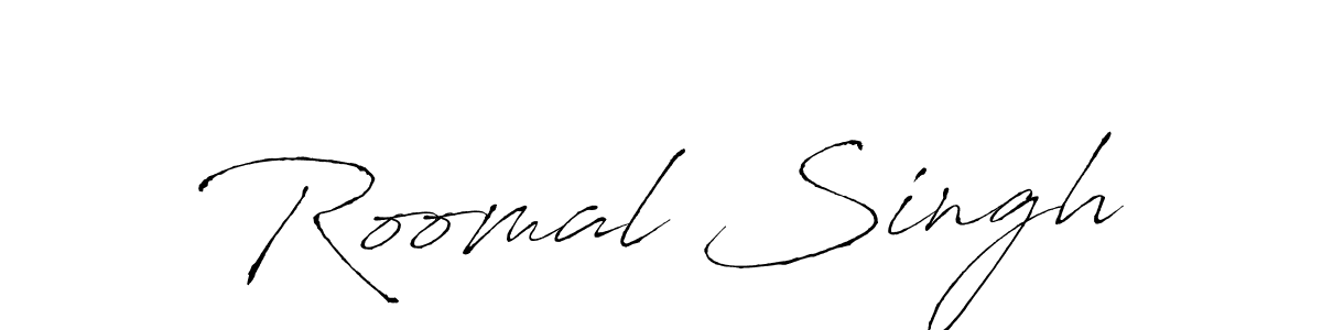 How to make Roomal Singh name signature. Use Antro_Vectra style for creating short signs online. This is the latest handwritten sign. Roomal Singh signature style 6 images and pictures png