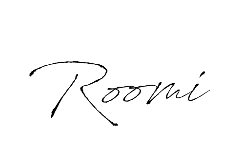 Create a beautiful signature design for name Roomi. With this signature (Antro_Vectra) fonts, you can make a handwritten signature for free. Roomi signature style 6 images and pictures png