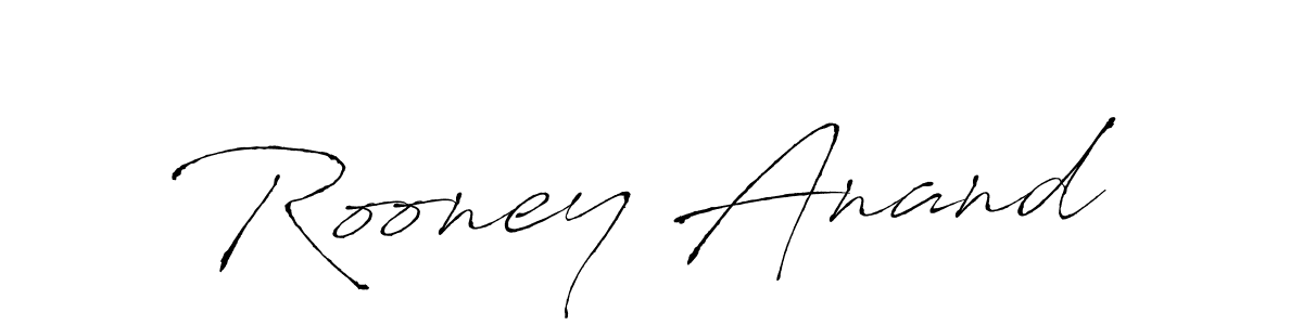 Antro_Vectra is a professional signature style that is perfect for those who want to add a touch of class to their signature. It is also a great choice for those who want to make their signature more unique. Get Rooney Anand name to fancy signature for free. Rooney Anand signature style 6 images and pictures png