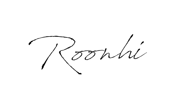 Create a beautiful signature design for name Roonhi. With this signature (Antro_Vectra) fonts, you can make a handwritten signature for free. Roonhi signature style 6 images and pictures png