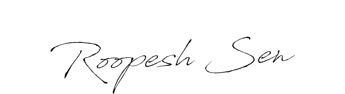 How to make Roopesh Sen name signature. Use Antro_Vectra style for creating short signs online. This is the latest handwritten sign. Roopesh Sen signature style 6 images and pictures png