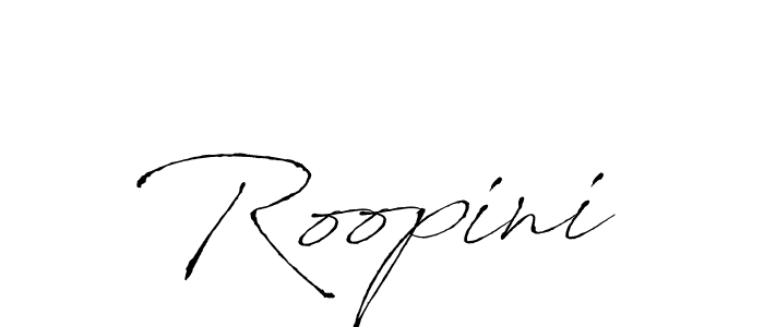 Use a signature maker to create a handwritten signature online. With this signature software, you can design (Antro_Vectra) your own signature for name Roopini. Roopini signature style 6 images and pictures png