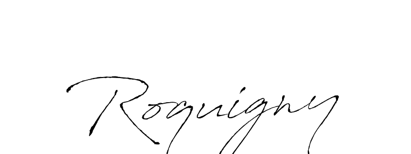 How to make Roquigny name signature. Use Antro_Vectra style for creating short signs online. This is the latest handwritten sign. Roquigny signature style 6 images and pictures png