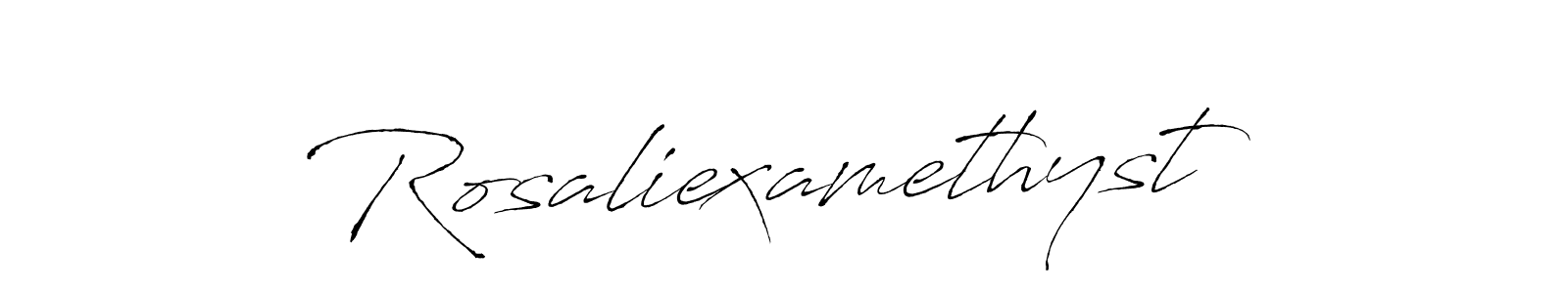 Make a beautiful signature design for name Rosaliexamethyst. With this signature (Antro_Vectra) style, you can create a handwritten signature for free. Rosaliexamethyst signature style 6 images and pictures png