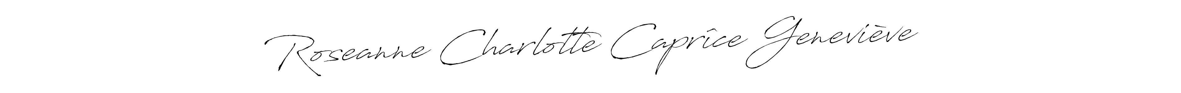 You should practise on your own different ways (Antro_Vectra) to write your name (Roseanne Charlotte Caprîce Geneviève) in signature. don't let someone else do it for you. Roseanne Charlotte Caprîce Geneviève signature style 6 images and pictures png