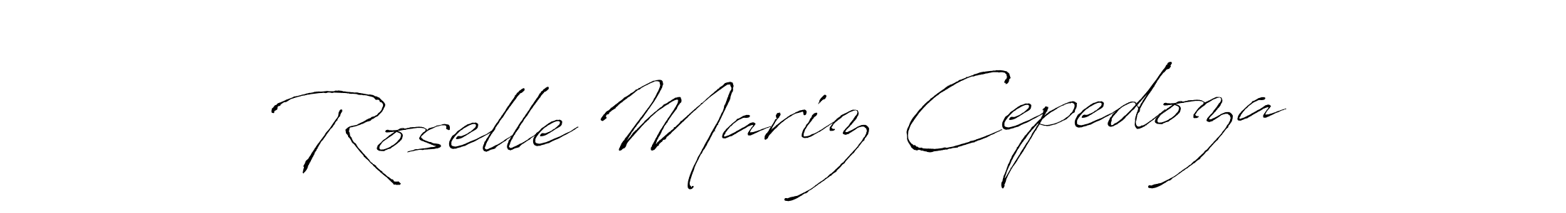 How to make Roselle Mariz Cepedoza name signature. Use Antro_Vectra style for creating short signs online. This is the latest handwritten sign. Roselle Mariz Cepedoza signature style 6 images and pictures png