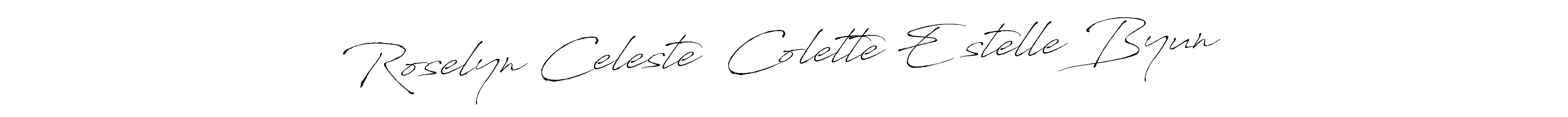 This is the best signature style for the Roselyn Celesté Colette Èstelle Byun name. Also you like these signature font (Antro_Vectra). Mix name signature. Roselyn Celesté Colette Èstelle Byun signature style 6 images and pictures png