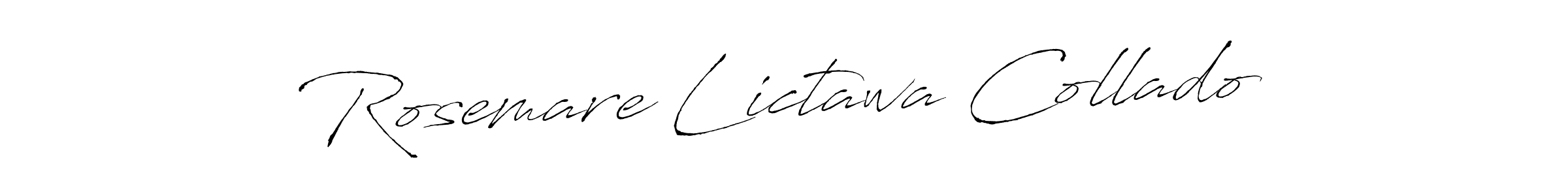 Design your own signature with our free online signature maker. With this signature software, you can create a handwritten (Antro_Vectra) signature for name Rosemare Lictawa Collado. Rosemare Lictawa Collado signature style 6 images and pictures png