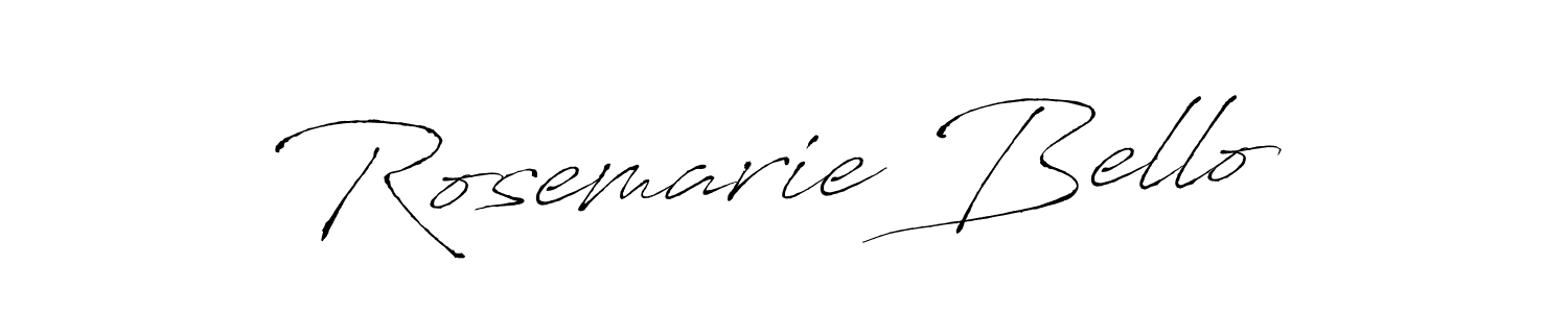 How to make Rosemarie Bello name signature. Use Antro_Vectra style for creating short signs online. This is the latest handwritten sign. Rosemarie Bello signature style 6 images and pictures png