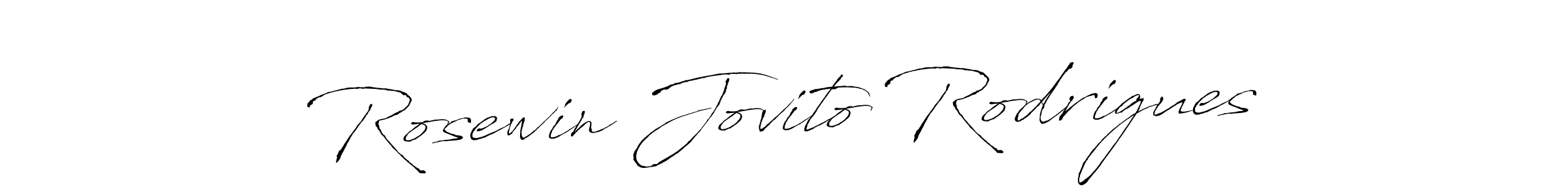 Antro_Vectra is a professional signature style that is perfect for those who want to add a touch of class to their signature. It is also a great choice for those who want to make their signature more unique. Get Rosewin Jovito Rodrigues name to fancy signature for free. Rosewin Jovito Rodrigues signature style 6 images and pictures png