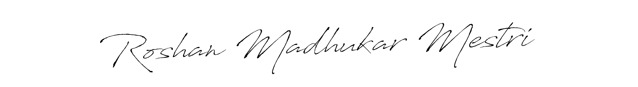 Antro_Vectra is a professional signature style that is perfect for those who want to add a touch of class to their signature. It is also a great choice for those who want to make their signature more unique. Get Roshan Madhukar Mestri name to fancy signature for free. Roshan Madhukar Mestri signature style 6 images and pictures png