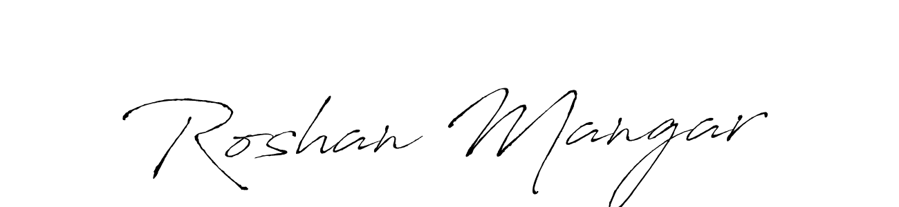 How to make Roshan Mangar name signature. Use Antro_Vectra style for creating short signs online. This is the latest handwritten sign. Roshan Mangar signature style 6 images and pictures png