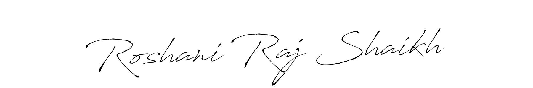 Make a beautiful signature design for name Roshani Raj Shaikh. With this signature (Antro_Vectra) style, you can create a handwritten signature for free. Roshani Raj Shaikh signature style 6 images and pictures png