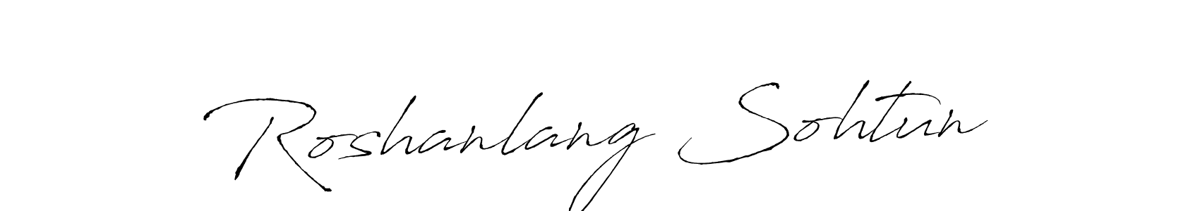 This is the best signature style for the Roshanlang Sohtun name. Also you like these signature font (Antro_Vectra). Mix name signature. Roshanlang Sohtun signature style 6 images and pictures png