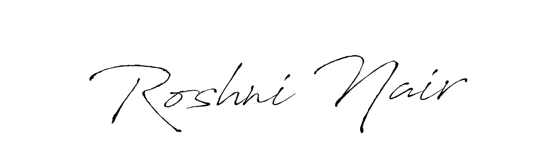 if you are searching for the best signature style for your name Roshni Nair. so please give up your signature search. here we have designed multiple signature styles  using Antro_Vectra. Roshni Nair signature style 6 images and pictures png