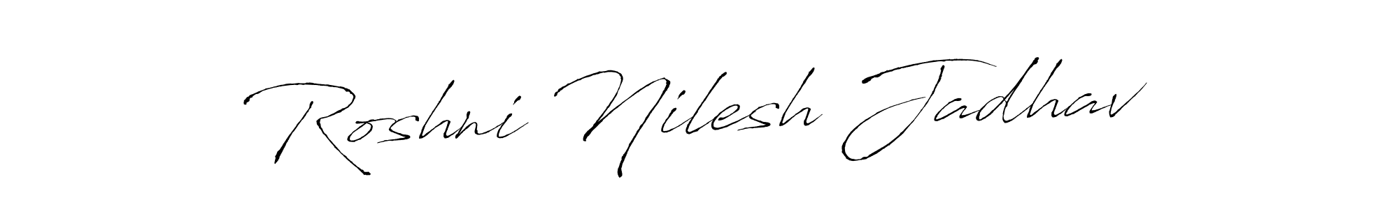 This is the best signature style for the Roshni Nilesh Jadhav name. Also you like these signature font (Antro_Vectra). Mix name signature. Roshni Nilesh Jadhav signature style 6 images and pictures png