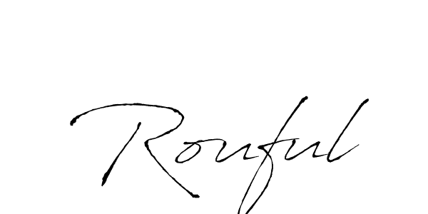 Antro_Vectra is a professional signature style that is perfect for those who want to add a touch of class to their signature. It is also a great choice for those who want to make their signature more unique. Get Rouful name to fancy signature for free. Rouful signature style 6 images and pictures png