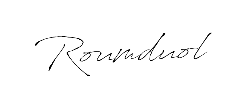 How to make Roumduol signature? Antro_Vectra is a professional autograph style. Create handwritten signature for Roumduol name. Roumduol signature style 6 images and pictures png
