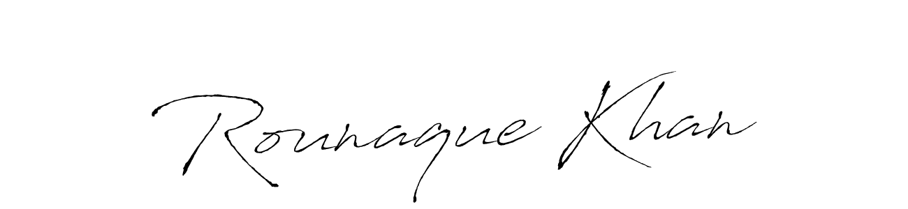 Design your own signature with our free online signature maker. With this signature software, you can create a handwritten (Antro_Vectra) signature for name Rounaque Khan. Rounaque Khan signature style 6 images and pictures png