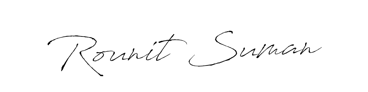 This is the best signature style for the Rounit Suman name. Also you like these signature font (Antro_Vectra). Mix name signature. Rounit Suman signature style 6 images and pictures png
