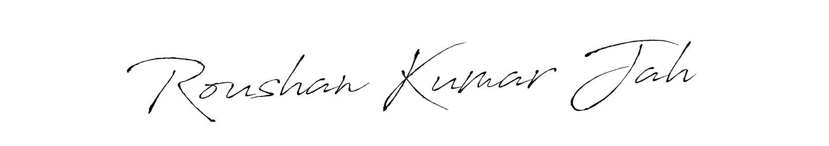 How to make Roushan Kumar Jah name signature. Use Antro_Vectra style for creating short signs online. This is the latest handwritten sign. Roushan Kumar Jah signature style 6 images and pictures png