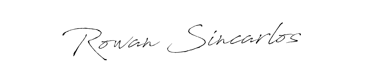 The best way (Antro_Vectra) to make a short signature is to pick only two or three words in your name. The name Rowan Sincarlos include a total of six letters. For converting this name. Rowan Sincarlos signature style 6 images and pictures png