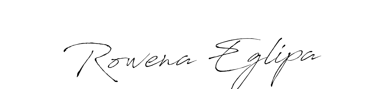 How to make Rowena Eglipa name signature. Use Antro_Vectra style for creating short signs online. This is the latest handwritten sign. Rowena Eglipa signature style 6 images and pictures png