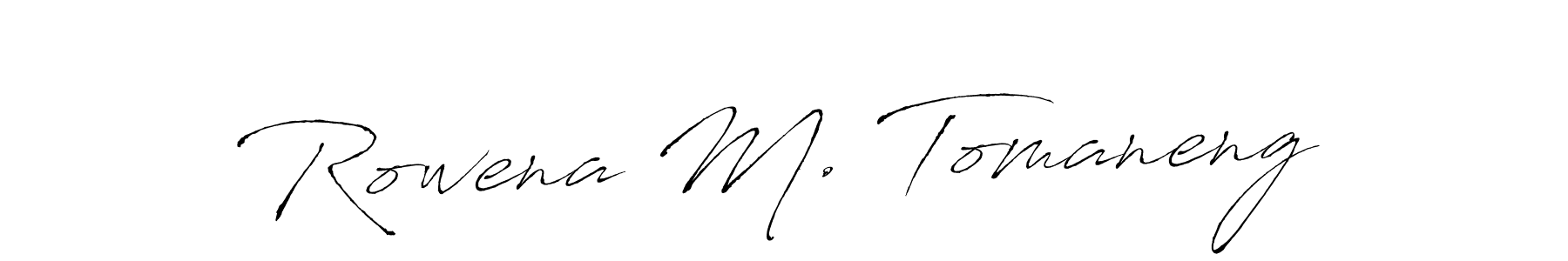 if you are searching for the best signature style for your name Rowena M. Tomaneng. so please give up your signature search. here we have designed multiple signature styles  using Antro_Vectra. Rowena M. Tomaneng signature style 6 images and pictures png