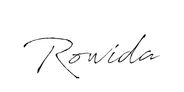 Use a signature maker to create a handwritten signature online. With this signature software, you can design (Antro_Vectra) your own signature for name Rowida. Rowida signature style 6 images and pictures png