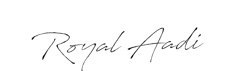 Make a beautiful signature design for name Royal Aadi. With this signature (Antro_Vectra) style, you can create a handwritten signature for free. Royal Aadi signature style 6 images and pictures png