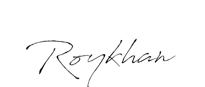 Create a beautiful signature design for name Roykhan. With this signature (Antro_Vectra) fonts, you can make a handwritten signature for free. Roykhan signature style 6 images and pictures png