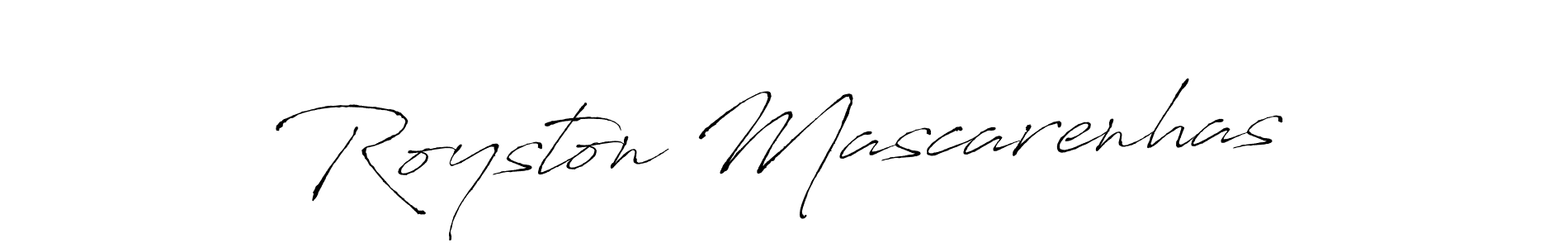 Antro_Vectra is a professional signature style that is perfect for those who want to add a touch of class to their signature. It is also a great choice for those who want to make their signature more unique. Get Royston Mascarenhas name to fancy signature for free. Royston Mascarenhas signature style 6 images and pictures png