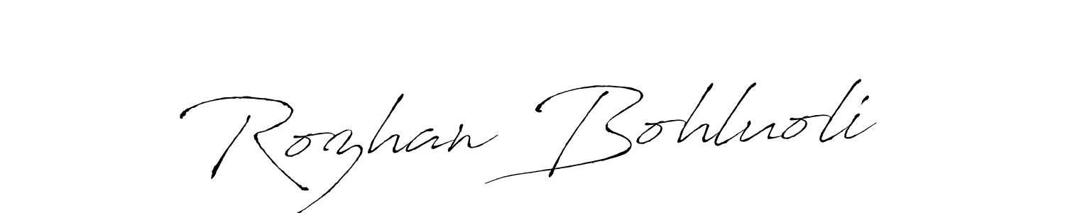 Antro_Vectra is a professional signature style that is perfect for those who want to add a touch of class to their signature. It is also a great choice for those who want to make their signature more unique. Get Rozhan Bohluoli name to fancy signature for free. Rozhan Bohluoli signature style 6 images and pictures png