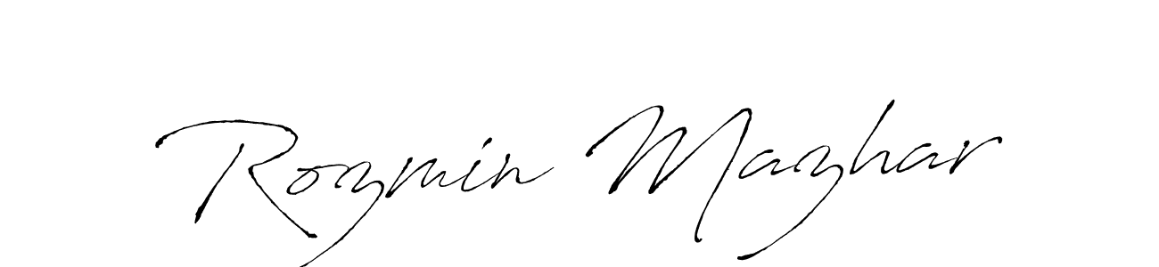 Design your own signature with our free online signature maker. With this signature software, you can create a handwritten (Antro_Vectra) signature for name Rozmin Mazhar. Rozmin Mazhar signature style 6 images and pictures png